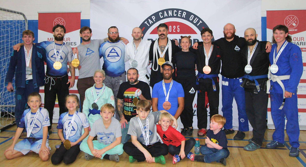 Sonic youth and adult teammates together at a Tap Cancer Out competition